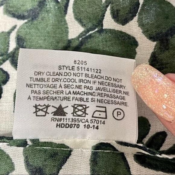 Tory Burch Issy Vine Leaf Print Button Down Shirt Utility Roll Tab 2 XS - Picture 10 of 10